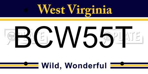 BCW55T West Virginia License Plate