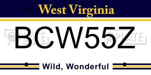 BCW55Z West Virginia License Plate