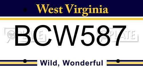 BCW587 West Virginia License Plate
