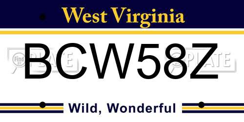 BCW58Z West Virginia License Plate