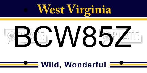 BCW85Z West Virginia License Plate