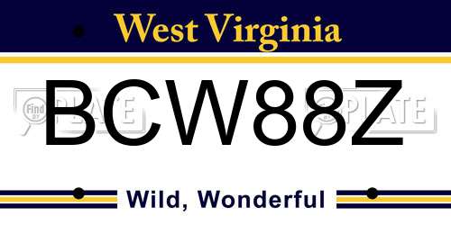 BCW88Z West Virginia License Plate