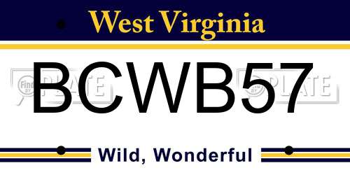 BCWB57 West Virginia License Plate