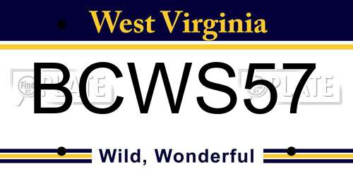 BCWS57 West Virginia License Plate