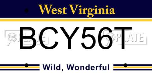 BCY56T West Virginia License Plate