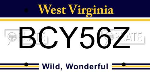BCY56Z West Virginia License Plate