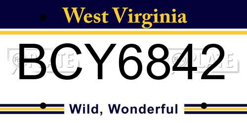 BCY6842 West Virginia License Plate