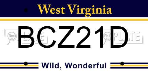 BCZ21D West Virginia License Plate