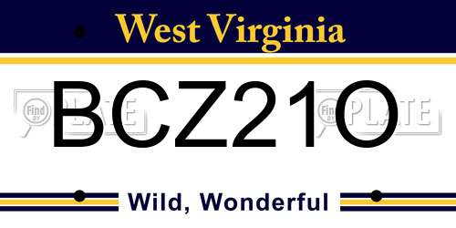 BCZ21O West Virginia License Plate