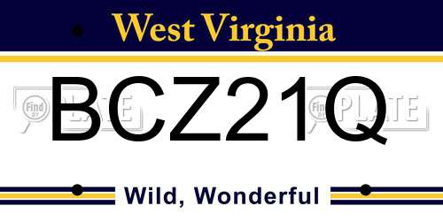 BCZ21Q West Virginia License Plate