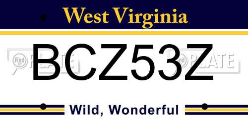 BCZ53Z West Virginia License Plate