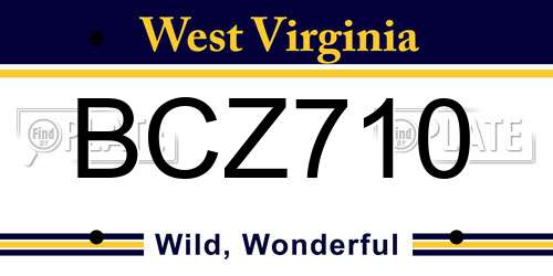 BCZ710 West Virginia License Plate