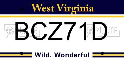BCZ71D West Virginia License Plate