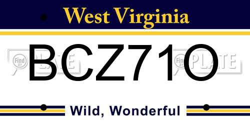 BCZ71O West Virginia License Plate