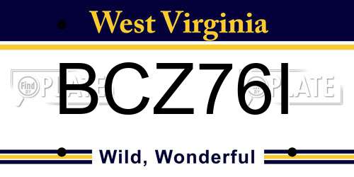 BCZ76I West Virginia License Plate