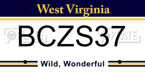 BCZS37 West Virginia License Plate