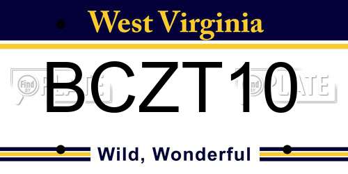 BCZT10 West Virginia License Plate