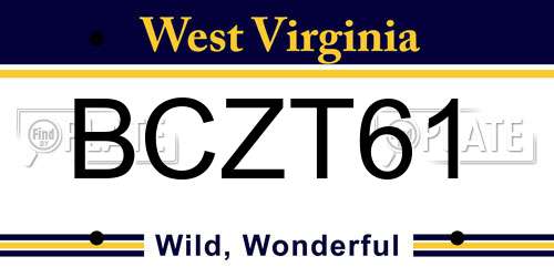 BCZT61 West Virginia License Plate