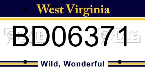 BD06371 West Virginia License Plate
