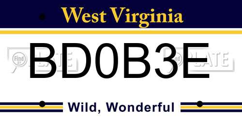 BD0B3E West Virginia License Plate