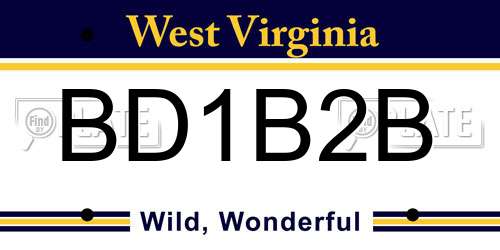 BD1B2B West Virginia License Plate