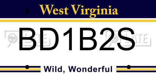 BD1B2S West Virginia License Plate