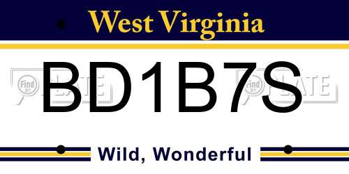 BD1B7S West Virginia License Plate