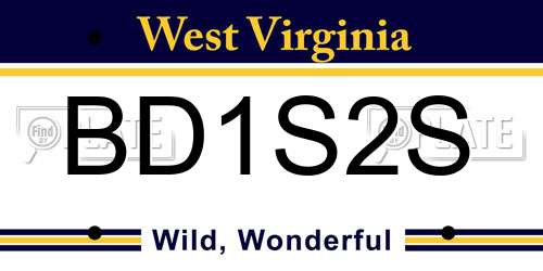 BD1S2S West Virginia License Plate