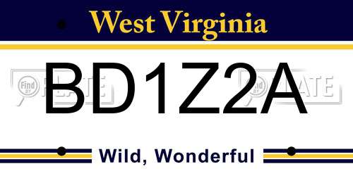 BD1Z2A West Virginia License Plate