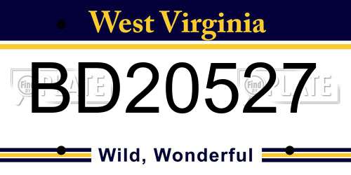 BD20527 West Virginia License Plate
