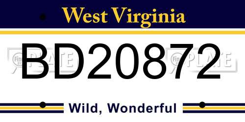 BD20872 West Virginia License Plate