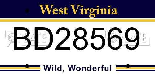 BD28569 West Virginia License Plate