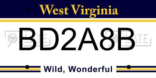 BD2A8B West Virginia License Plate