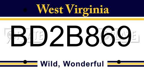 BD2B869 West Virginia License Plate