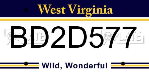 BD2D577 West Virginia License Plate