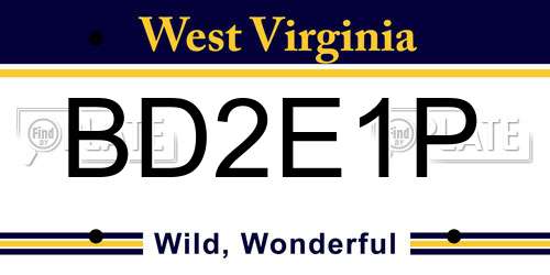 BD2E1P West Virginia License Plate