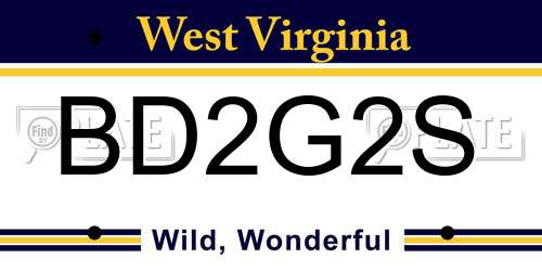BD2G2S West Virginia License Plate