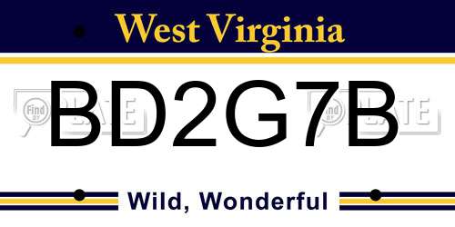 BD2G7B West Virginia License Plate