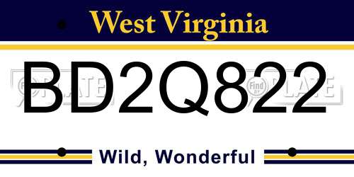 BD2Q822 West Virginia License Plate