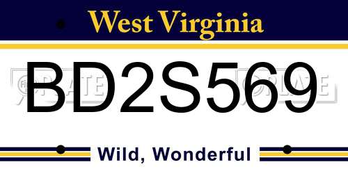 BD2S569 West Virginia License Plate