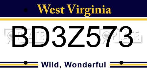 BD3Z573 West Virginia License Plate