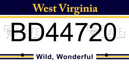 BD44720 West Virginia License Plate