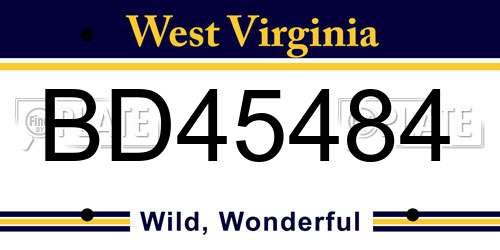 BD45484 West Virginia License Plate
