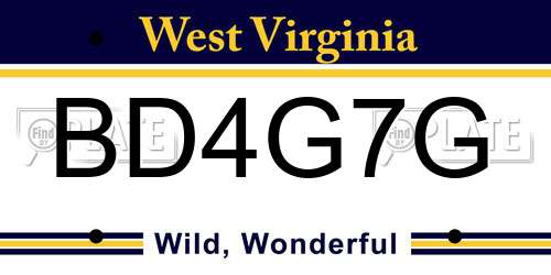 BD4G7G West Virginia License Plate