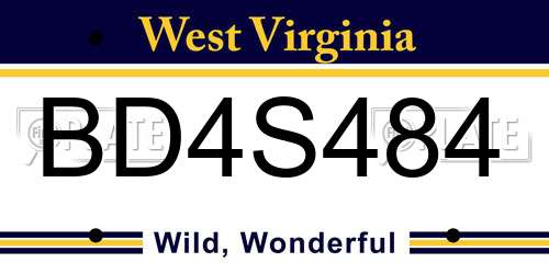 BD4S484 West Virginia License Plate
