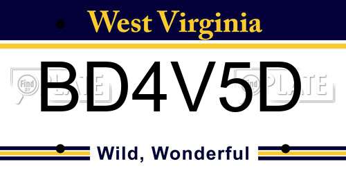 BD4V5D West Virginia License Plate