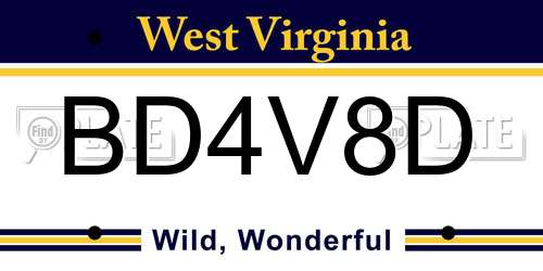 BD4V8D West Virginia License Plate