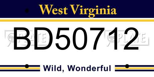 BD50712 West Virginia License Plate