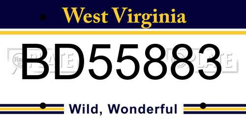 BD55883 West Virginia License Plate