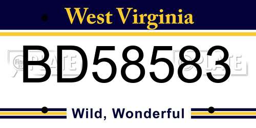 BD58583 West Virginia License Plate